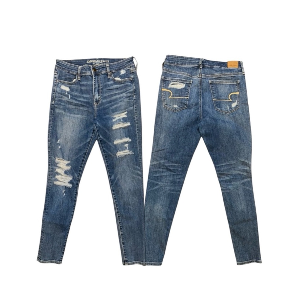 American Eagle Outfitters Ripped Blue Hi-Rise Jegging
